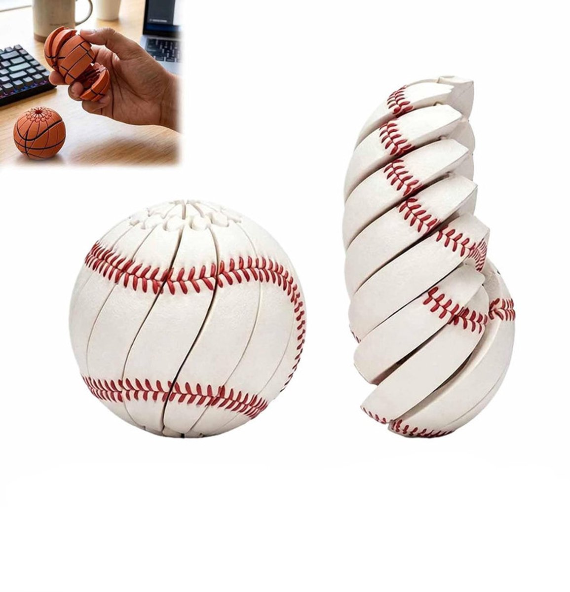 Fidget Stressbal - Bekend van TikTok - 3D geprint Fidget Toys - Pop It - - Friemel Speelgoed - Fidget balls - Draagbaar honkbal - Stress Verminderend - Meisjes & Jongens - Voor Concentratie & Ontspanning - Wit