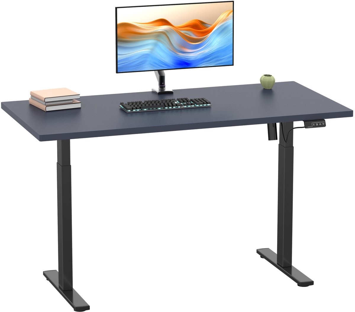 VCM Elektrisch Höhenverstellbarer Schreibtisch, 160 x 80 cm, Sitz-Steh-Schreibtisch, 71–120 cm, Bürotisch mit Stahlgestell - Lona