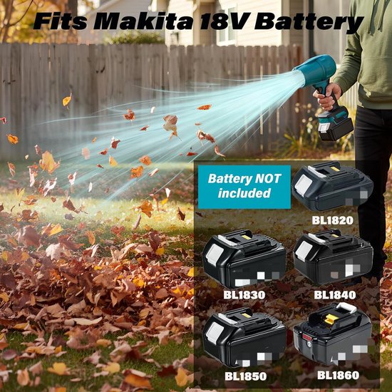 Geschikt voor Makita Turbo Jet blazer, hogesnelheids mini ventilator blazer, geschikt voor Makita 18V batterij, draadloze handmatige turboblazer, geschikt voor sneeuwblad reiniging en kamperen, standaard model (exclusief batterij) van geschikt-voor — afbeelding 2