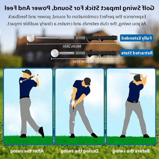 Retractable Golf Grip Trainer voor Verbetering van Swingtechniek, Krachttraining en Houdingscorrectie, Ideaal voor Beginners en Professionals — afbeelding 2