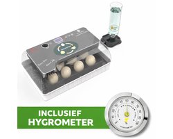 LayZyEgg® Automatische Broedmachine 12 Kippeneieren / 35 Kwarteleieren | Automatisch Keersysteem | Inclusief Zilveren Analoge Hygrometer | Schouwlamp | Extern Waterreservoir | Eierbroedmachine Incubator