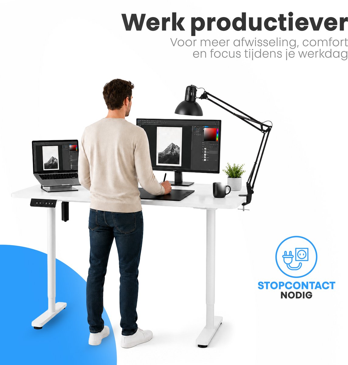 Phreeze Zit Sta Bureau Elektrisch - Computer Tafel thumbnail 5