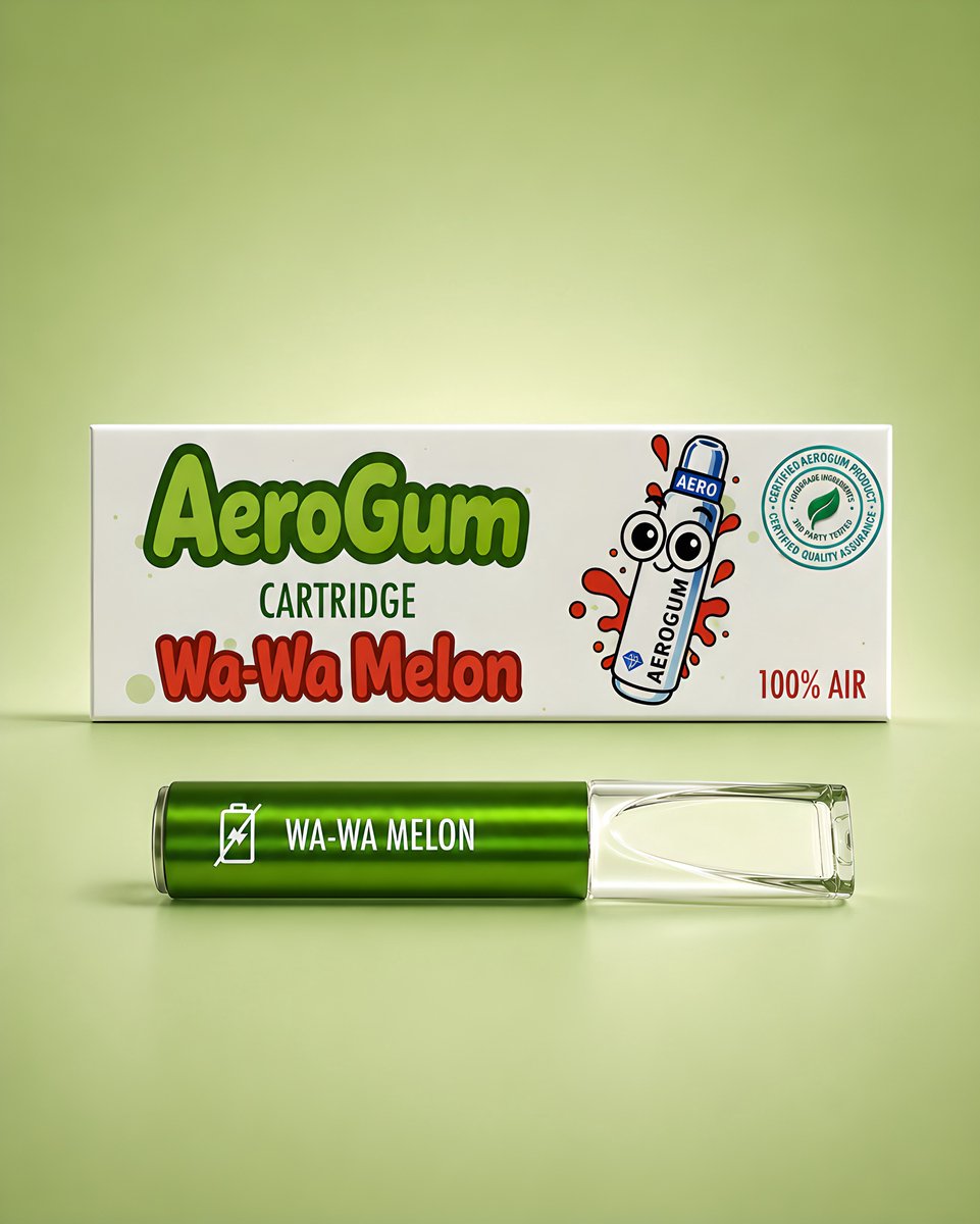 AeroGum® Flavor Cartridge – Hulp bij Stoppen met Roken & Vapen – Nicotinevrij Alternatief – Wa Wa Melon Smaak – Geen Nicotine, Rook of Damp – Geen Batterij