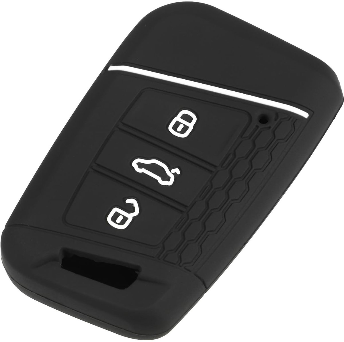 Dailygoods- Autosleutelhoes Zwart/Wit - 3 Knopjes - Siliconen - Slijt- en Corrosiebestendig - Bescherming tegen Krassen - Geen Signaalverlies - Sleutelhanger