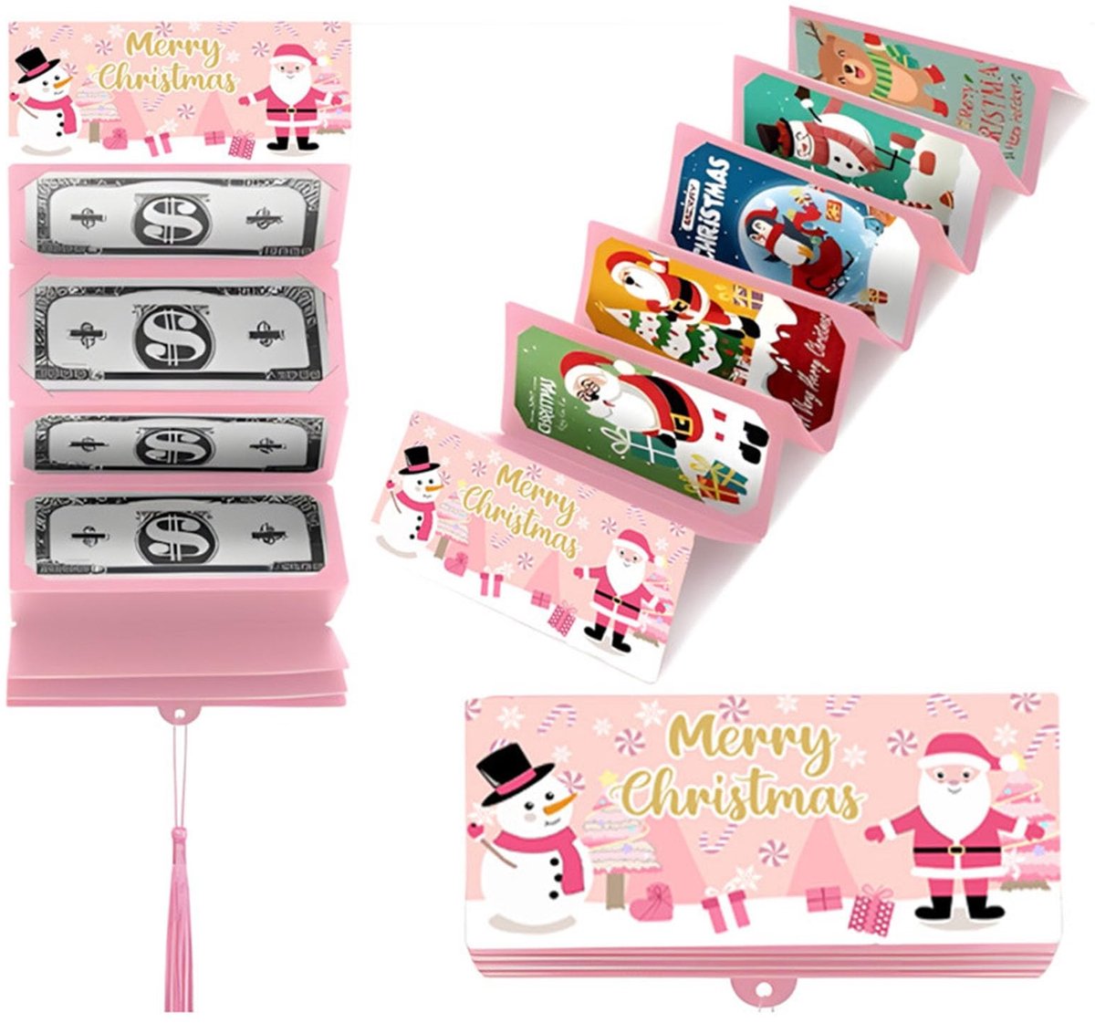 Dailygoods- Enveloppen voor Geld - 2 Stuks - Kerstmis - Creatieve Geldcadeau - Enveloppen voor Geschenken - Bankbiljetten - Prachtige Kerstelementen