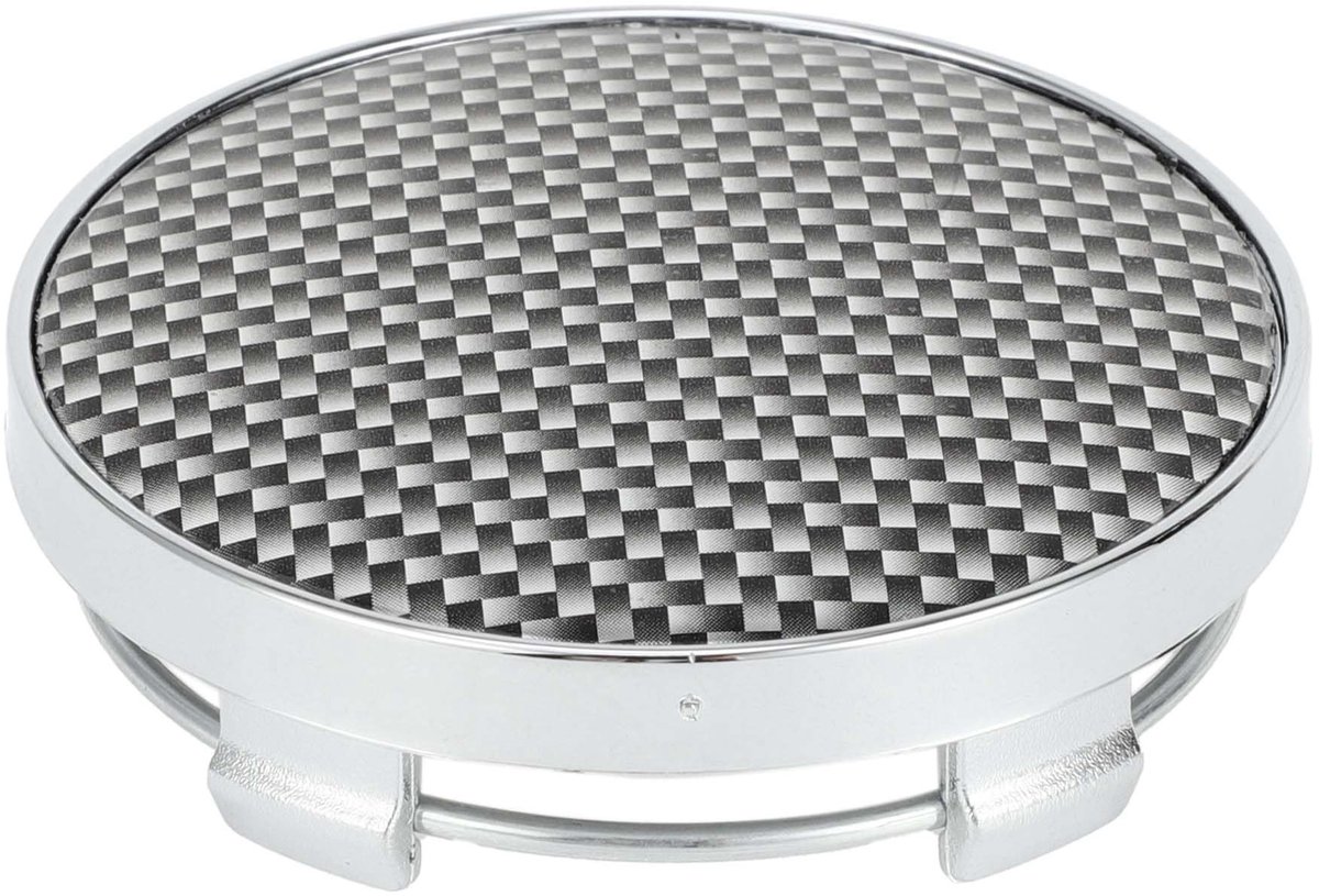 Dailygoods- Wielnaafdopjes 60mm - Carbon Fiber Patroon - Zilveren Toon - Beschermers - Duurzaam - Eenvoudig te installeren - Naafdop