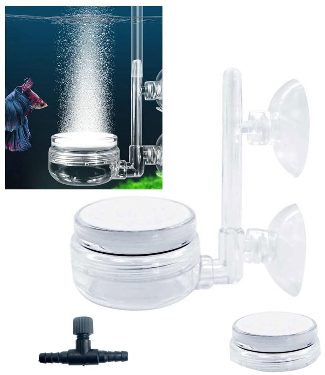 Dailygoods- Nano-Bubbelsteenset 35 mm - Regelventiel - Stille Super-Hoge Diffuser - Opgeloste Zuurstof - 2 Zuignappen - Acryl-Accessoires - Luchtsteen