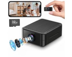 Rolipo Mini Spy Camera 1080P HD – Draadloze WiFi Beveiligingscamera met Accu & Nachtzicht – IP54 Waterdicht voor Binnen & Buiten – App-bediening – Incl. 32GB SD Kaart
