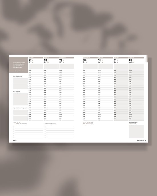 Oudroze academische SuccesPlanner '22-'23 - weekplanner & agenda - combineert je privé en school in één planner - Oudroze - augustus '22 - juli '23