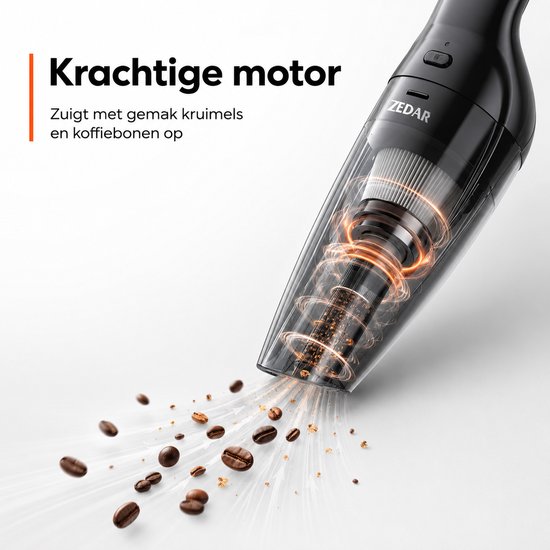 kruimeldief met oplaadstation - Handstofzuiger- 100W Krachtige Zuigkracht - HEPA 13 Filter - Zedar S500