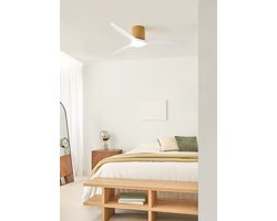 CREATE - Stille plafondventilator 100% hout 40W (Ø132cm) - Met licht LED - Afstandsbediening - 6 snelheden - Programmeerbaar - WIND CALM CUSTOM WOVEN