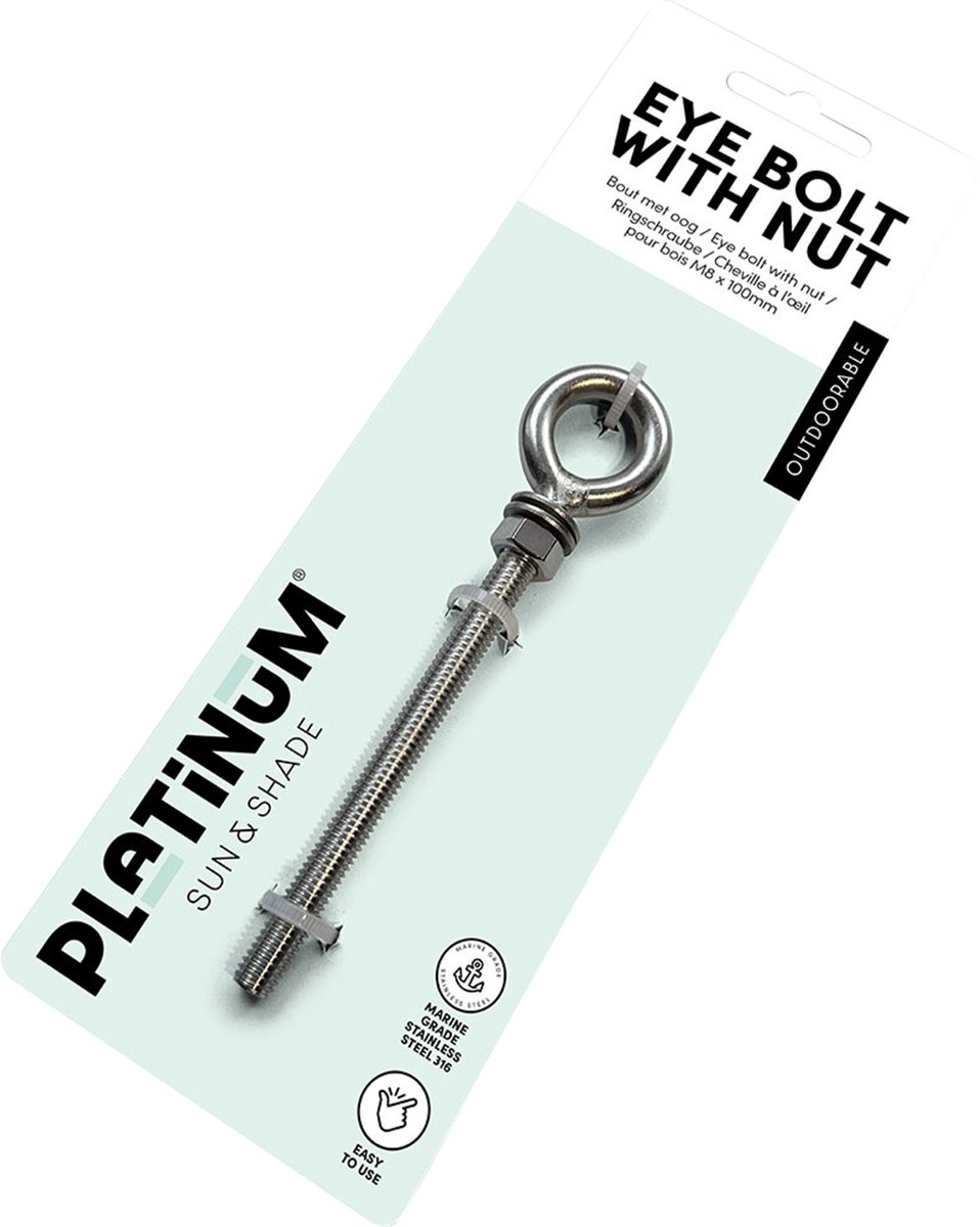 Platinum Boulon à œillet pour fixation de voile d'ombrage - M8x100mm