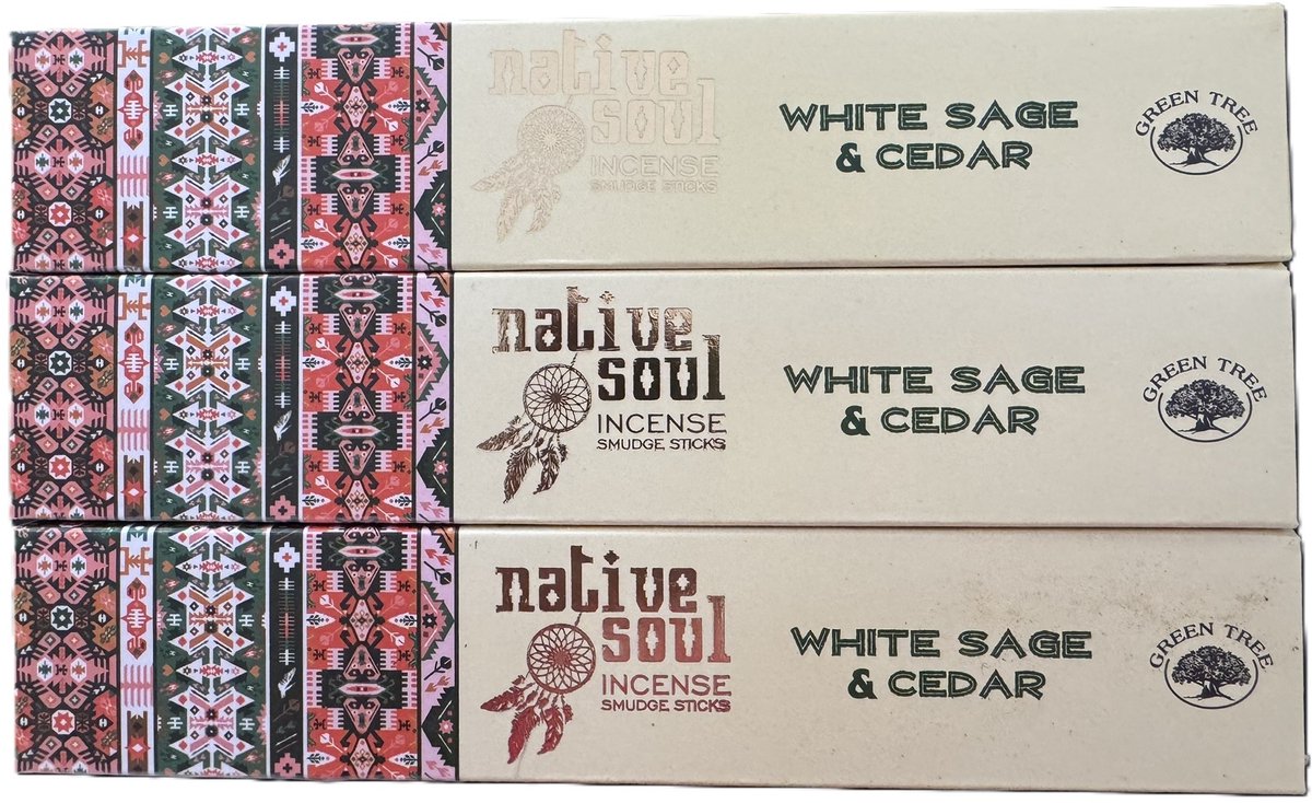 Native Soul - white sage en cedar - wierook - witte salie en ceder - 3 stuks