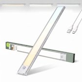 Brendz Keukenverlichting Onderbouw LED, Onderbouwverlichting, 40cm, USB-C Oplaadbare Led-Strip, 2200mAh, 3 Kleurtemperaturen, Dimbaar, Magnetisch, Keukenverlichting Draadloos, Kastverlichting, Puyo Zilver