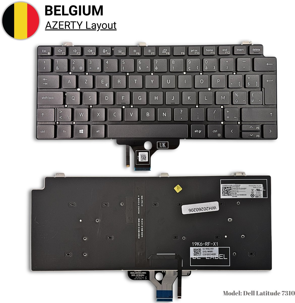 ZeLiT Vervangend Toetsenbord geschikt voor Dell Latitude 7310 - BE AZERTY - OEM - Backlit