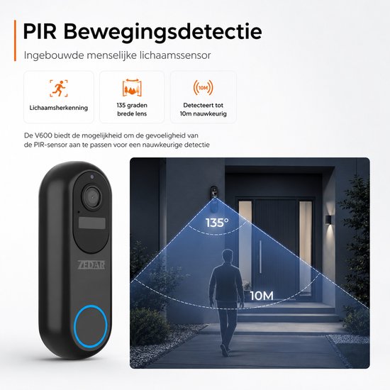 Video Deurbel - Inclusief Binnenbel & SD-kaart(32GB) Vast stroom of Batterijen - 2K Ultra HD - WiFi - T-ring geluid - Zonder abonnement - Video deurbel met Camera