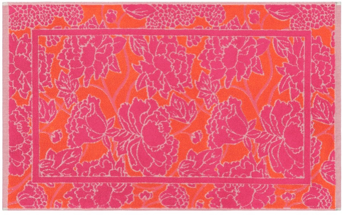 K-3 Peonia luxe badmat - rood/roze - luxe jacquard douchemat - 50×80 cm