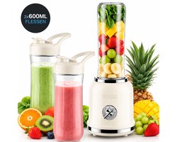KitchenApp Retro blender to go - Smoothie maker - Inclusief 2 bekers