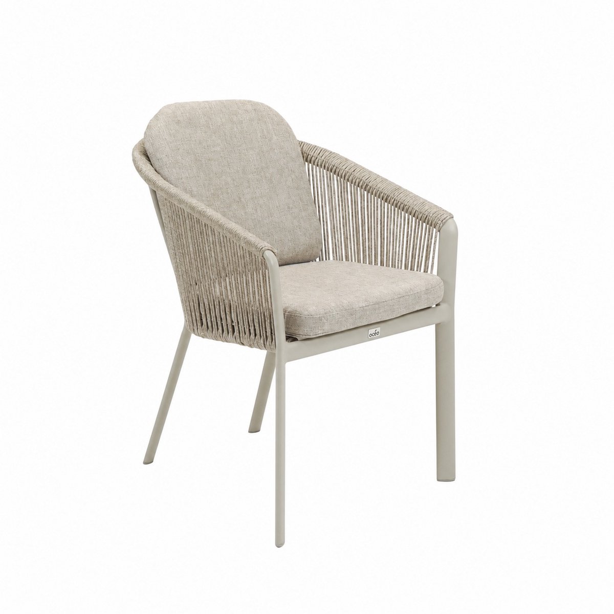 VITA - Belladonne fauteuil - creme - Weersbestendig rope - Met zit en rug kussen - 2 jaar garantie - gepoedercoat aluminium - olefin kussens - optimaal zitcomfort - Tuinstoel - Dining stoel