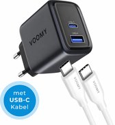 Voomy USB C Adapter 20W - Oplader - Snellader met Oplaadkabel - USB C Lader - Universeel - 1 USB C & 1 USB A Poort - Geschikt voor telefoon, tablets en meer - Space Grey