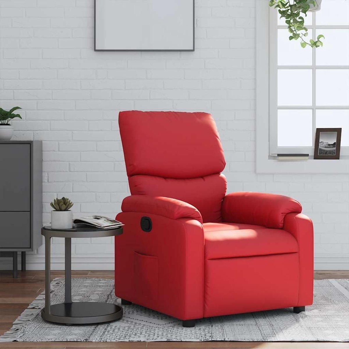 Imperial Comfort Relaxfauteuil met Verstelbare Rugleuning en Voetensteun – Rood Kunstleer 75 x 99 x 99 cm