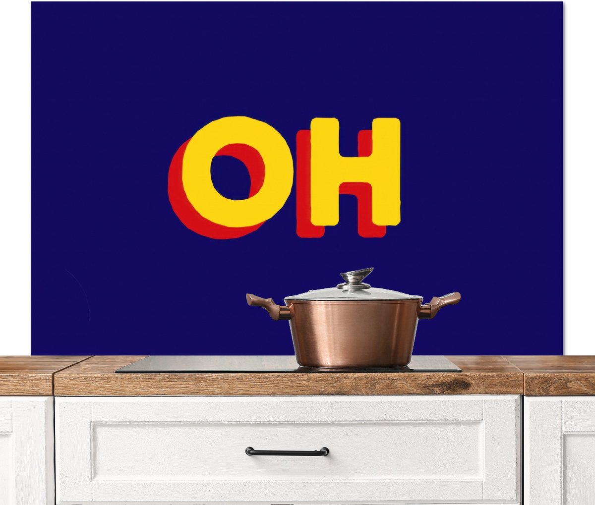 KitchenYeah Spatscherm keuken 120x80 cm Kookplaat achterwand Blauw Geel OH Schaduw Muurbeschermer Spatwand fornuis Hoogwaardig aluminium