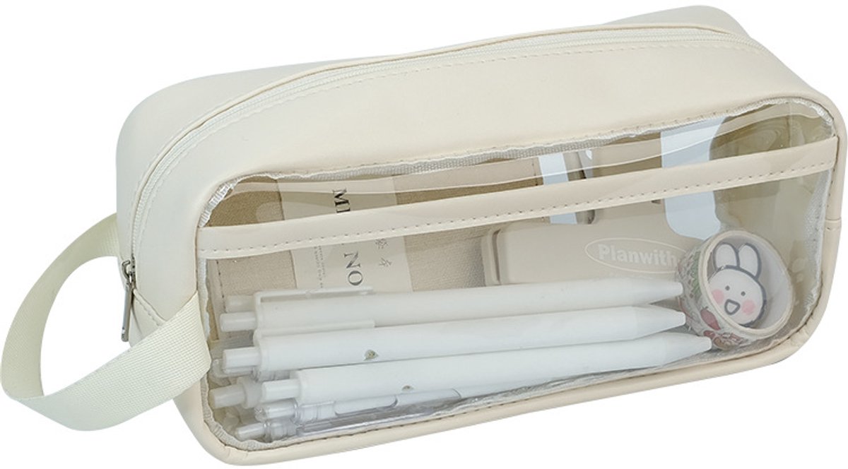 VHV - Transparant etui - Examen etui - Pennenetui doorzichtig - Doorzichtige pennenzak - Waterdicht etui - Etui met rits - Toilettas organizer - Opbergetui pennen - Voor examens - Voor school - Voor reizen