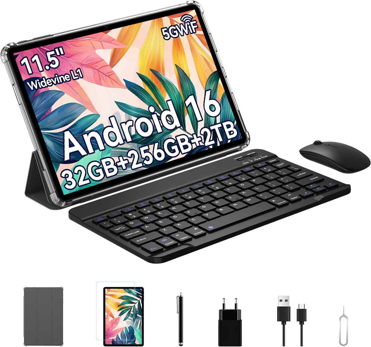 ExcitPower T12 Pro Tablet - 11.5 inch - 8000mAh- 24GB RAM - 256GB - 4G Dubbele Simkaart - WiFi 6 - Android 16 - Grijs
