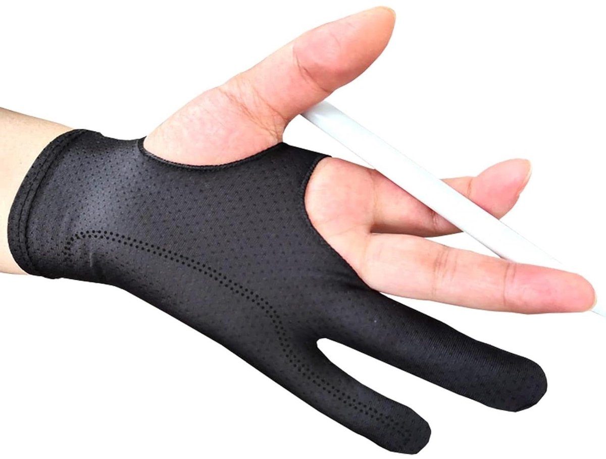Digitale Tekenhandschoen - Tekentablet Handschoen - Digitaal Tekenen - Anti-Touch Vlekken - Universele Maat - Zwart