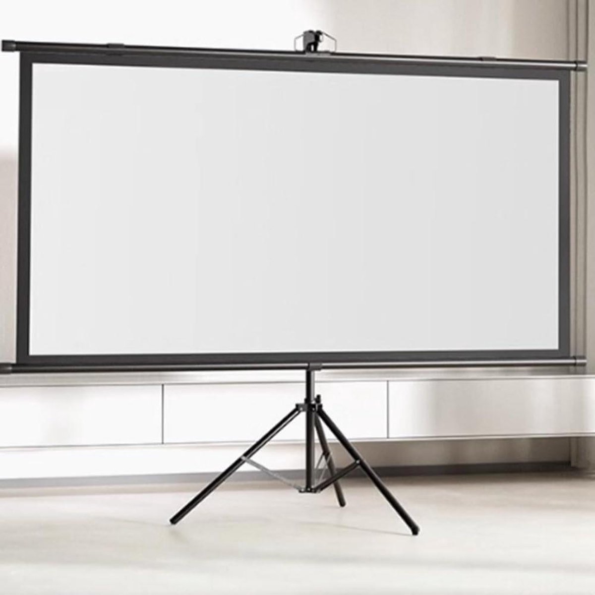 Draagbaar Projectiescherm - Filmscherm Standaard - Buitenfilm Avonden - Kreukbestendig HD Materiaal - 16:9 Beeldverhouding - Wit