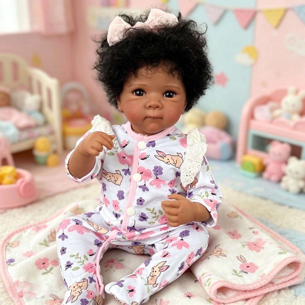 Babypop - Reborn pop - Spelen en verzamelen - Volledig siliconen lichaam - 48 cm - Donker