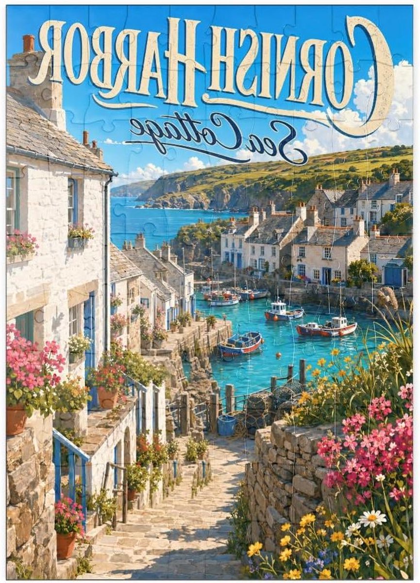 MyPuzzle De Charme Van Een Vakantiehuis Aan De Haven Van Cornwall - Premium 100 Stukjes Puzzel - MyPuzzle speciale collectie van Havana Puzzle Company