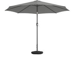 Premium Parasol - intrekbare Tuinparasol met Draaihendel, Zandzak & Kruisvoet - Stokparasol - Ø300 cm - Strandparasol - Terrasparasol - Balkonparasol - Kantelbaar & Verstelbaar - UV-Bestendig - Strand, Balkon, Terras & Tuin - Donkergrijs