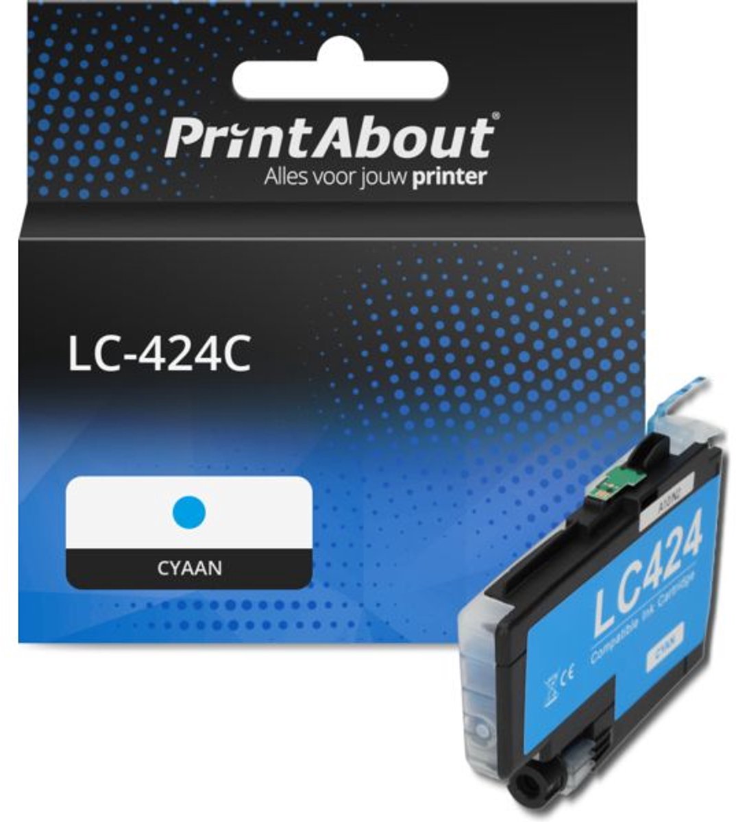 PrintAbout huismerk Inktcartridge LC-424C Cyaan geschikt voor Brother