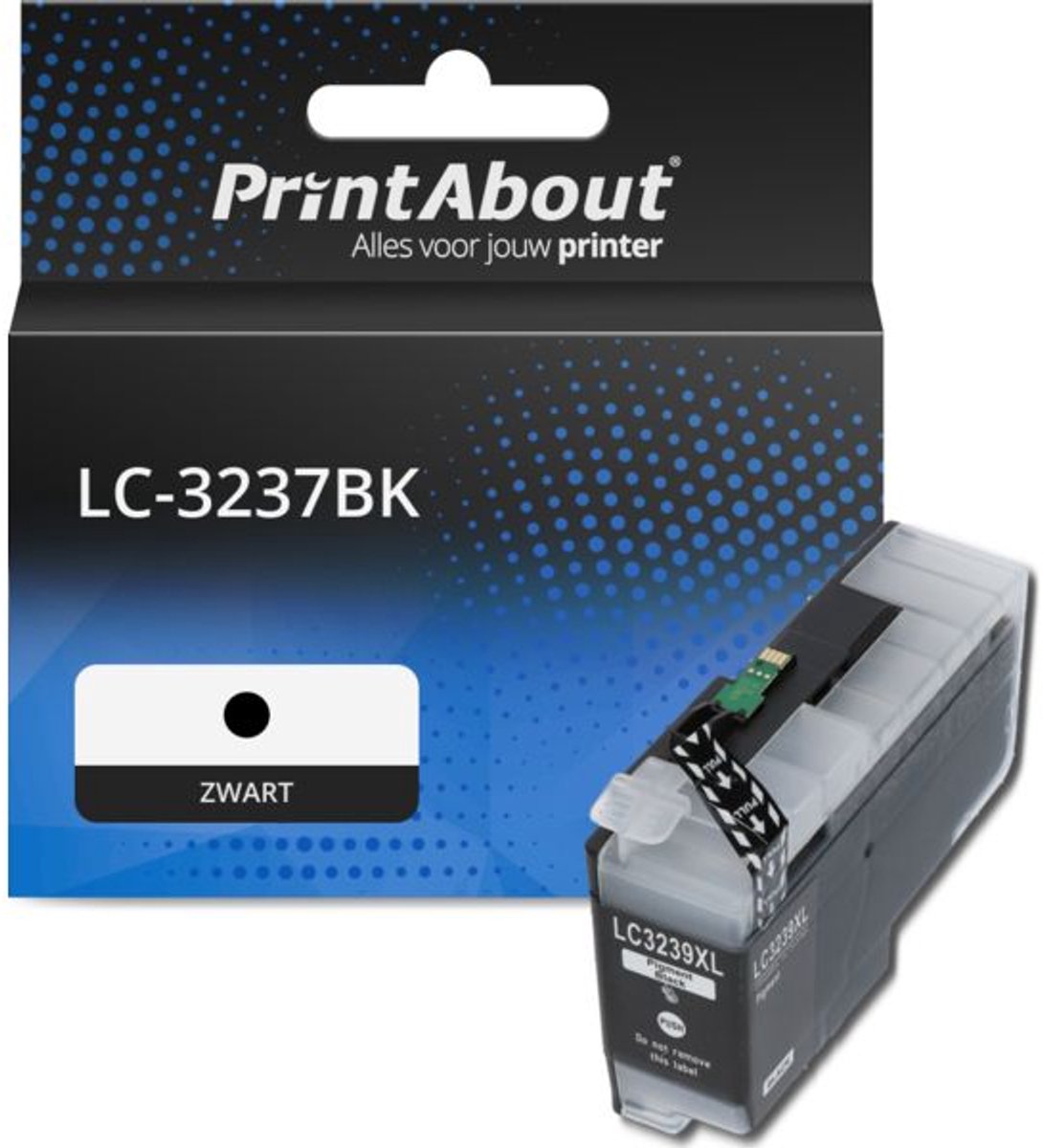 PrintAbout huismerk Inktcartridge LC-3237BK Zwart geschikt voor Brother