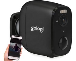 Gologi Draadloze Beveiligingscamera voor Buiten en Binnen – Bewakingscamera met Accu 5200 mAh – USB-C Oplaadbaar – Nightvision – Bewegingsdetectie – Magnetische Montage – 4MP HD Camera WiFi met App – Security Camera – Zwart