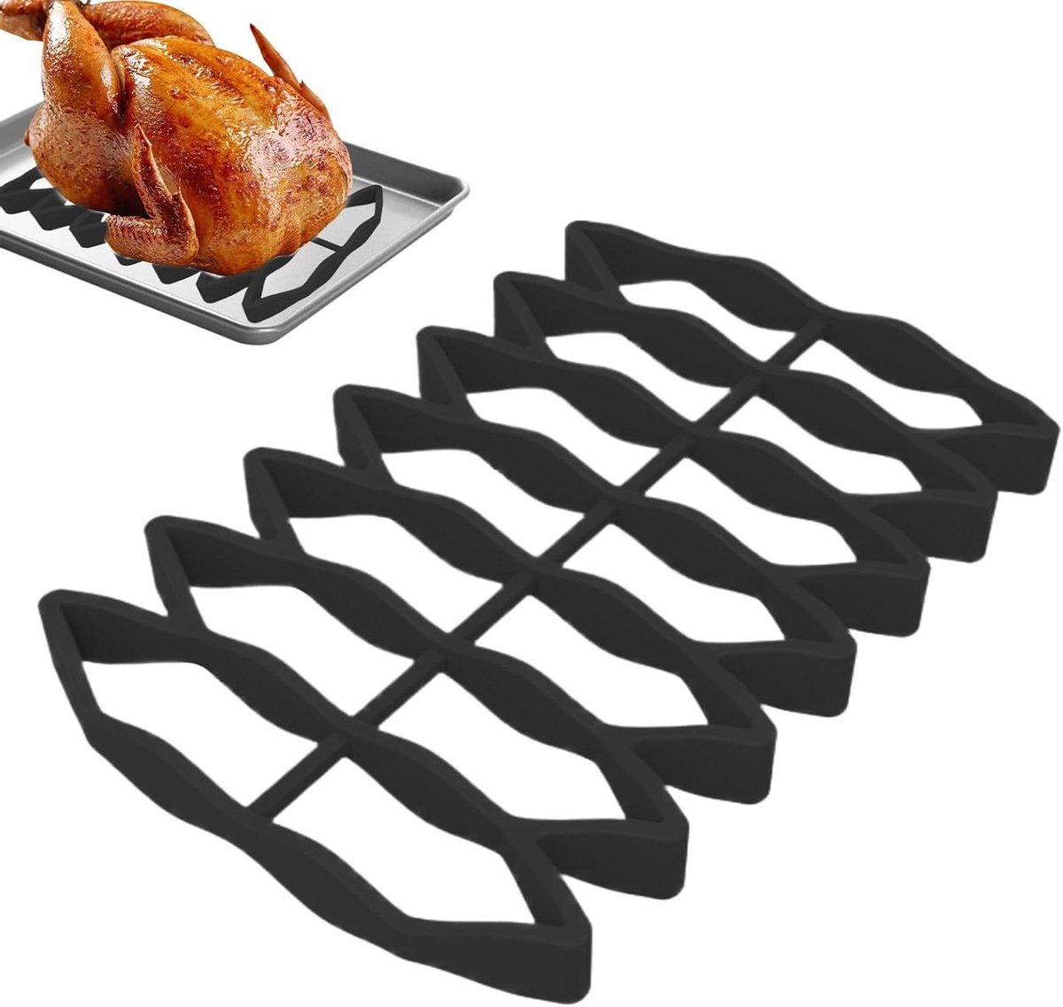 Siliconen Roosterrek Keuken Bakrek Gelijkmatig Koken Hittebestendig Materiaal 23 x 15.6 cm Zwart