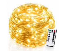 BOTC Lichtsnoer Binnen en Buiten Met Afstandsbediening - Fairy Lights 10 meter - LED Lampjes Slinger - Soothe Lichtsnoer Binnen - Op Batterijen - Warm White
