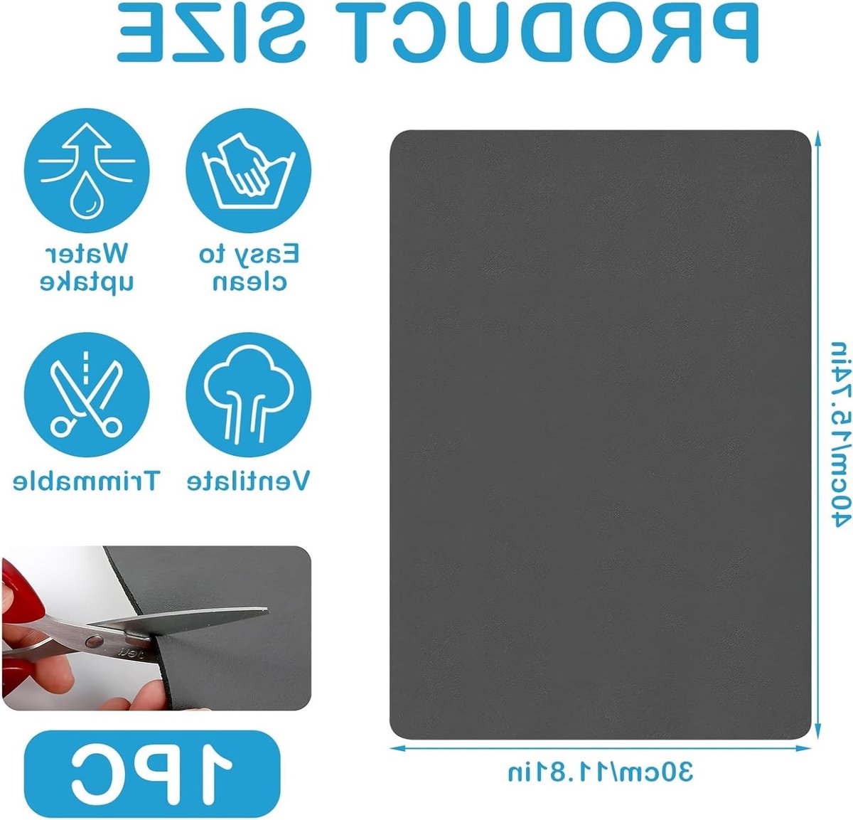 Afdruipmat Keuken - Keukenmat Droog - Aanrecht Beschermen - Zeer Absorberend - 40 x 30 cm - Donkergrijs