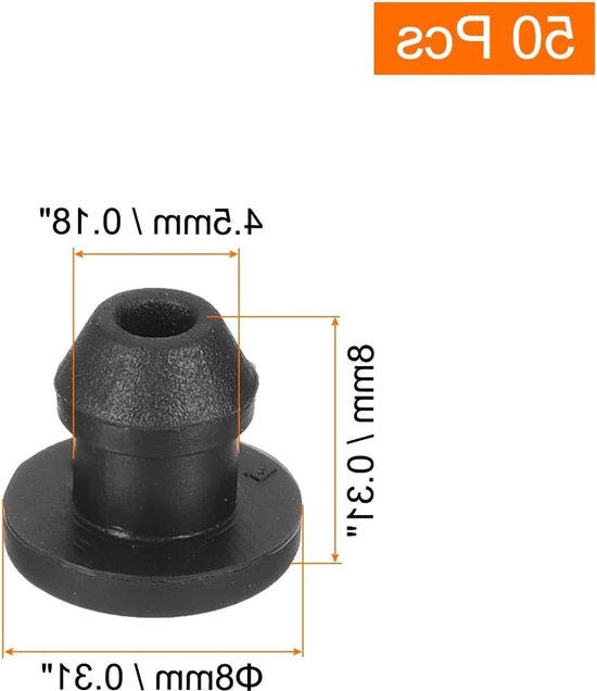 Silicone Stopper voor Waterdichte Afsluiting, Rubber Stopper, Blind Stopper, 4.5mm Diameter, Set van 50, Perfect voor DIY Projecten en Verpakking van Merkloos — afbeelding 2