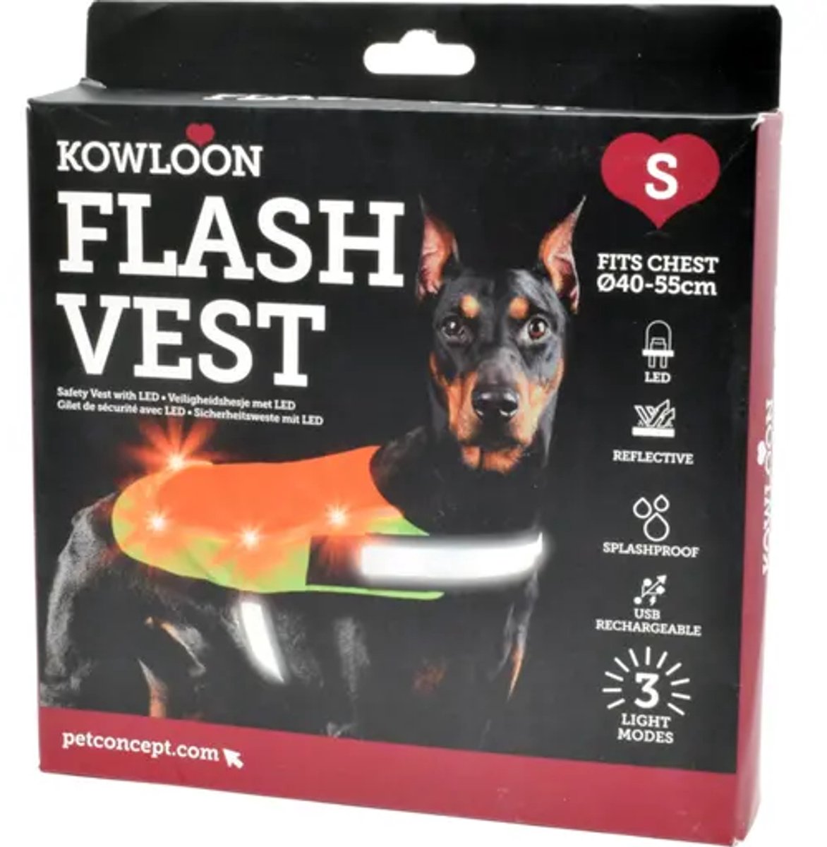 Flash vest voor huisdieren - veiligheidshesje met LED - maat S - 40 - 55 cm