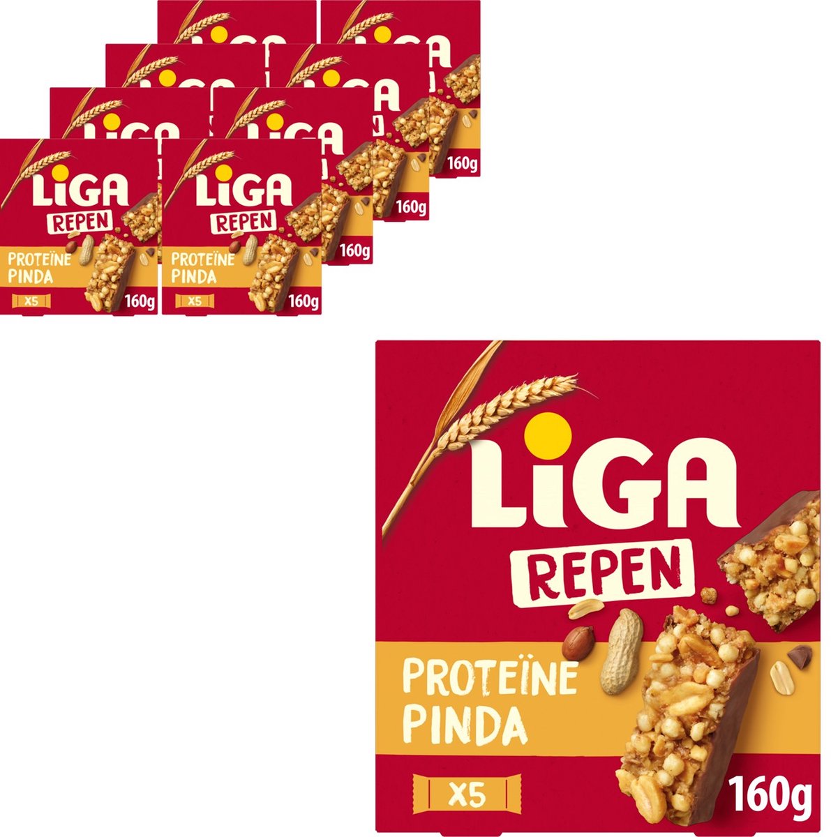LIGA Proteïne repen Pinda 8 x 160g (5 x 32g) - Eiwitten - Eiwitrepen - Protein - Tussendoortjes - Sport - Cadeau
