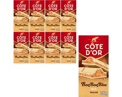 Côte d'Or BonBonBloc Chocoladereep Wit Praliné 8 x 200g - Chocolade Tabletten - Cadeau vrouwen of mannen verjaardag - Voorraad