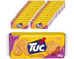 TUC Crackers Bacon - 24 x 100g - Zoutje - Voor de Borrel - Ovengebakken - Zoutjes - Crackers - Snack - Lekker bij de Film