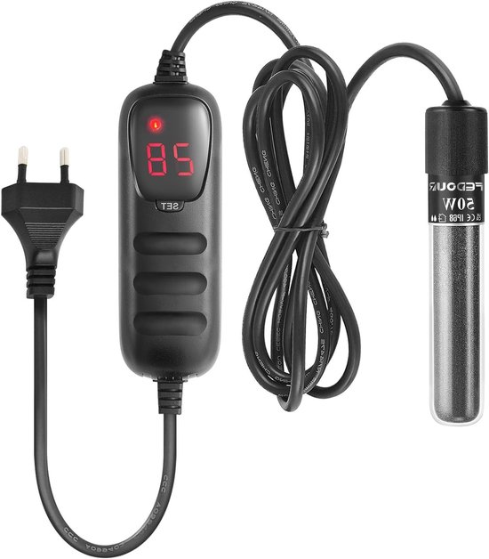 Mini Aquarium Verwarmer 50W: Digitale Heater met Temperatuurregelaar voor 15-50L Vissen- en Schildpaddentanks, Geschikt voor Zoet- en Zoutwater