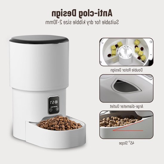 Automatische Voerdispenser voor Katten en Honden - 4L Droogvoer, RVS Voerbak, Timer voor 1-4 Maaltijden per Dag — afbeelding 4