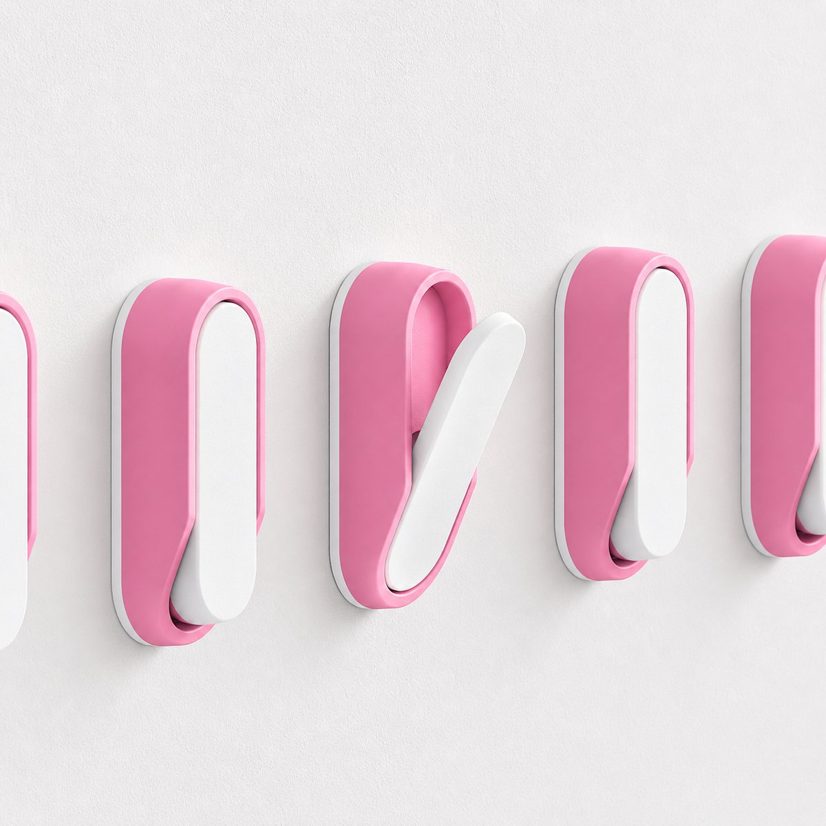 Set Van 3 Opvouwbare Wandhaken Design Kapstok Haak - Ruimtebesparende Inklapbare Wandhaak Voor Jas Tas Sleutel Handdoek - Moderne Minimalistische Wandhanger Met Schroeven Voor Hal Badkamer Slaapkamer - Sakura Pink + White