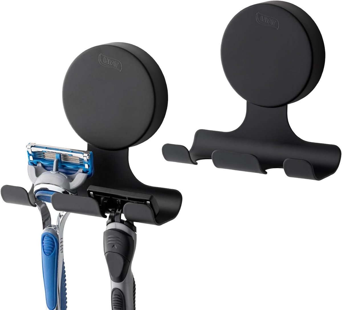 Razorhouder voor de douche met zuignap - 2-pack metalen vacuum haken voor badkamer, multifunctionele ophanghaak voor scheermesjes, handdoeken en badjassen