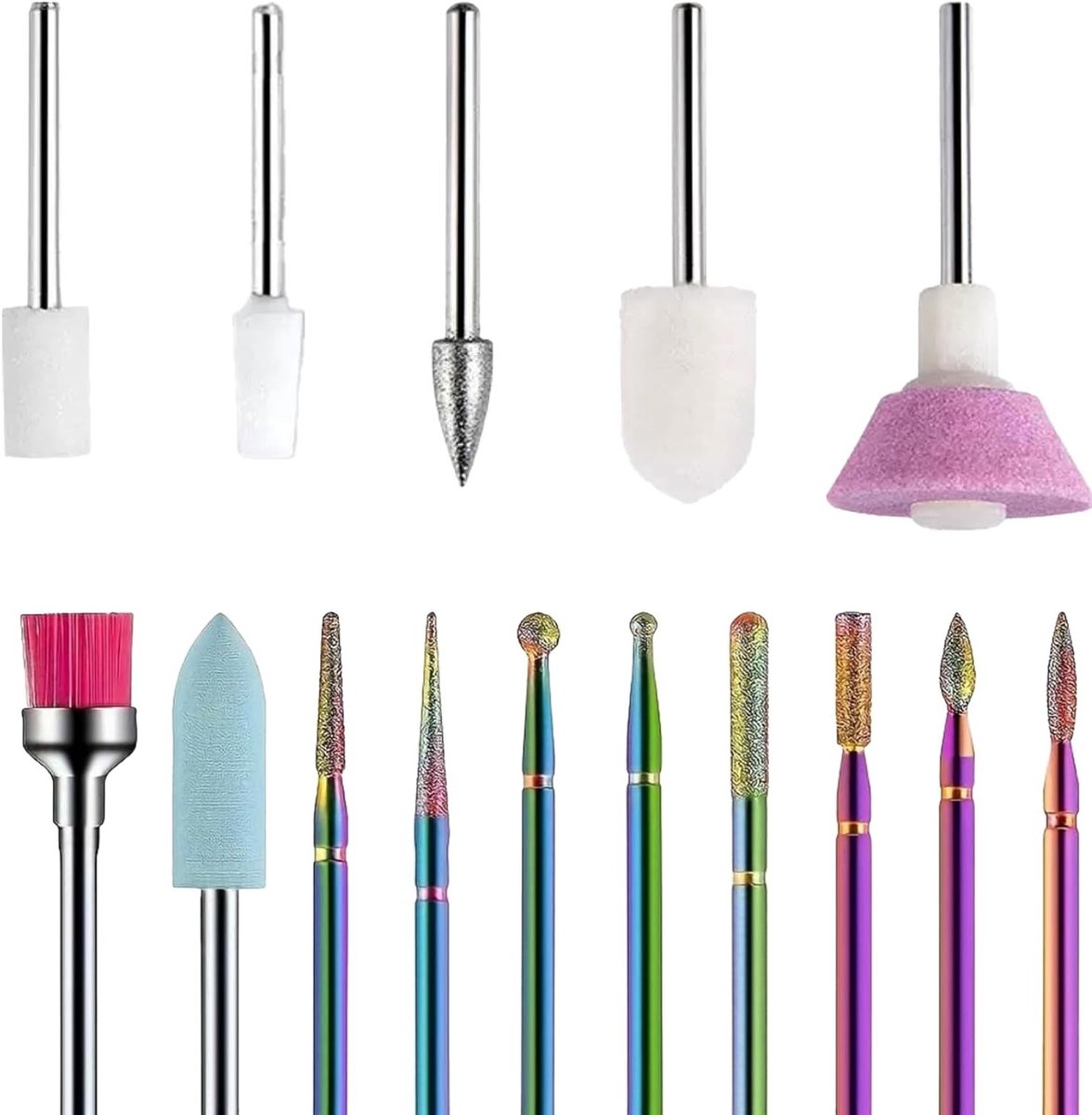 Professionele Nagelvijl Kit met 15 Stukken - Keramische, Acryl en Gel Bits, en Snijder voor Nagelriemen - Complete Set voor Manicure en Pedicure Thuis en in de Salon