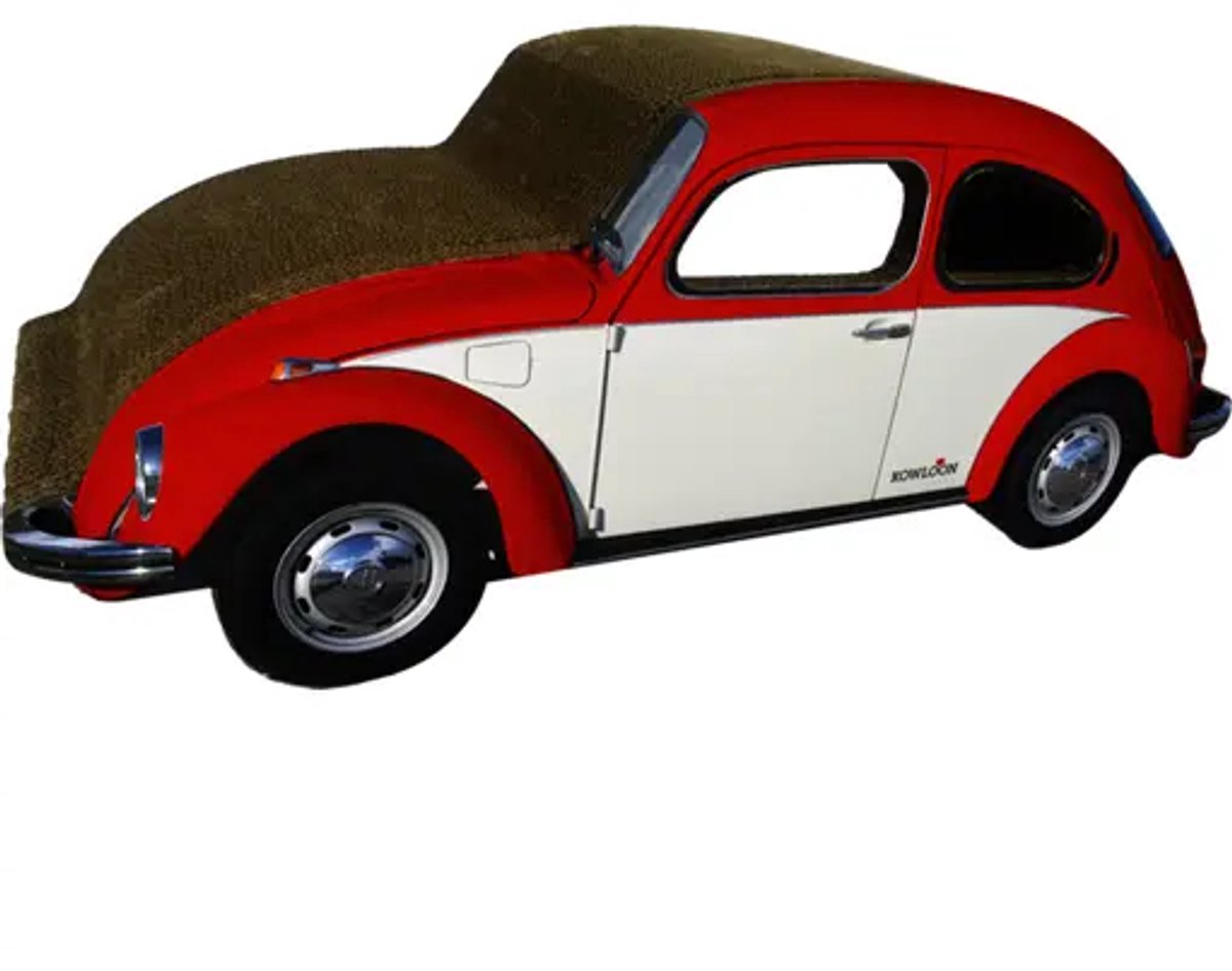 Krabkarton Volkswagen Kever rood / wit - Beetle - katten krabkarton - krabkarton voor katten - 75 x 29 x 22 cm